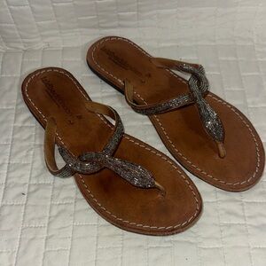 Laidback London Handmade Brown and Silver Sandals with Braided Straps EU 41